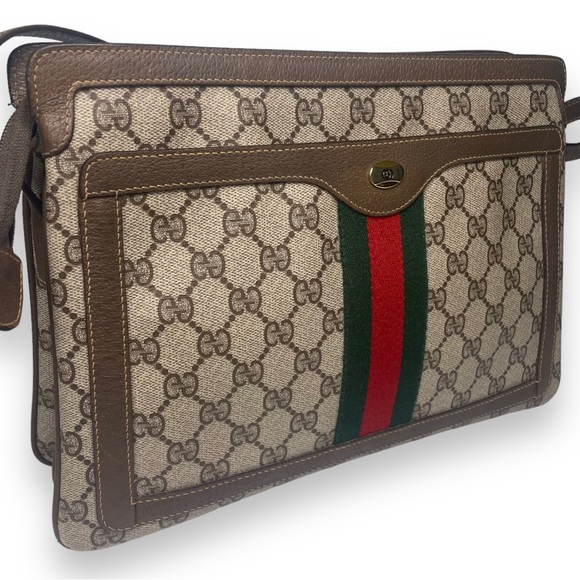 🔴SOLD🔴Gucci GG Monogram Canvas and Brown Leather shoulder bag - Picture 4 of 17